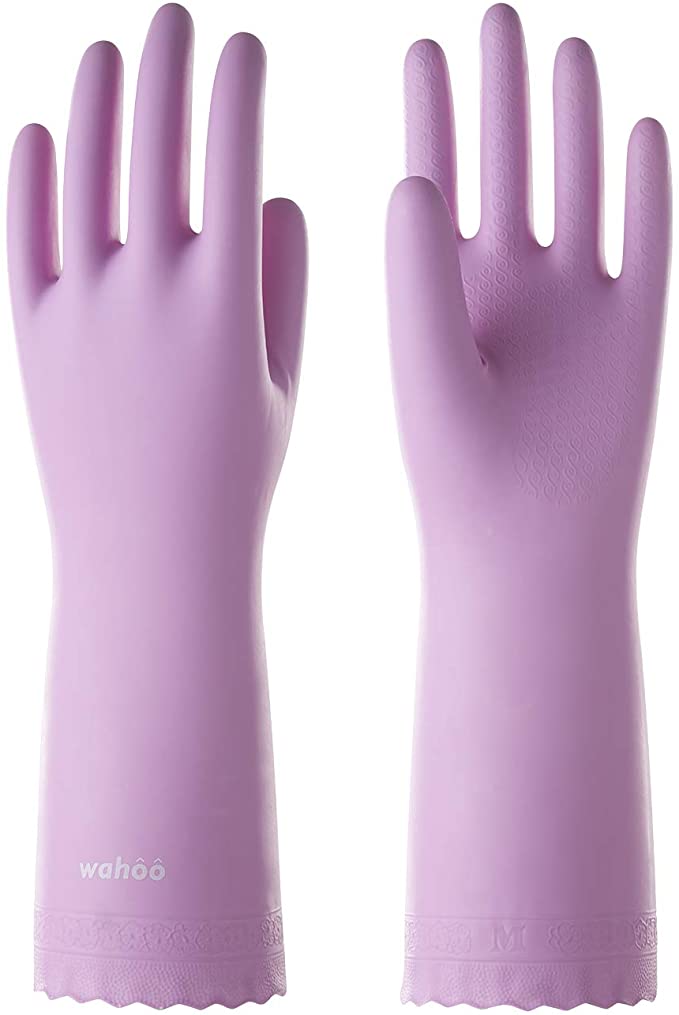 LANON Wahoo Series PVC Household Cleaning Gloves, Reusable Dishwashing Gloves, Waterproof, Non-Slip, Small