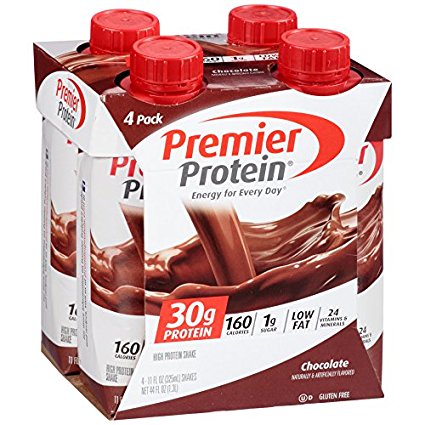 Premier Protein 30g Protein Shakes, Chocolate, 11 Fluid Ounces (Pack of 4)