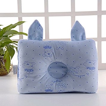 Baby Pillow For Newborn Organic cotton Protection for Flat Head Syndrome(BLUE)