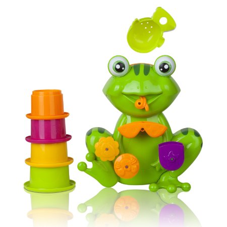 FUN Toddler Bath Toys - Interactive Frog Bath Toy for Toddlers - the Best Toddler Bathtub Toy By Zig Zag Kid - Educational Bath Time Fun for Girls and Boys Safe Non-toxic Bright Colors and Fun