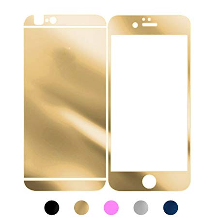 For iPhone 5 5S SE Screen Protectors, Gravydeals Best Full Screen Coverage Tempered Glass Mirror Effect Front   Back Screen Protective Skin Sticker - Gold