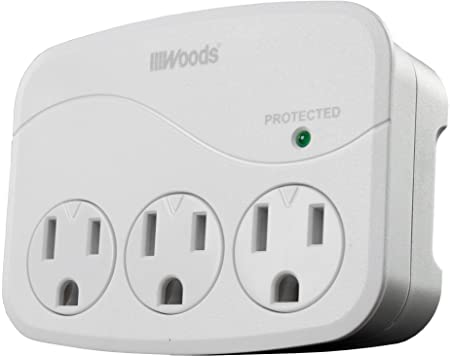 Woods 41034 Surge Protector with 3 Power, 3-Outlet 1000J of Protection