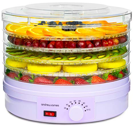 Andrew James Food Dehydrator With Adjustable Temperature Control, 5 Tray Levels