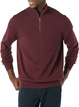 Amazon Essentials Men's 100% Cotton Quarter-Zip Sweater