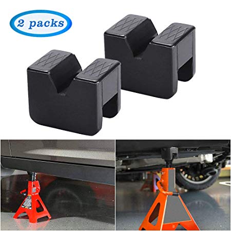 Neworld Jack Pad Adapter for Jack Stand Universal Rubber Slotted Frame Rail Pinch welds Protector (Jack Stand Pads 2pack)
