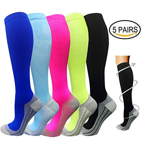 8 Pairs Compression Socks Women & Men -Best Medical,Nursing,Travel & Flight Socks-Running & Fitness，Pregnancy & Maternity-15-20mmHg