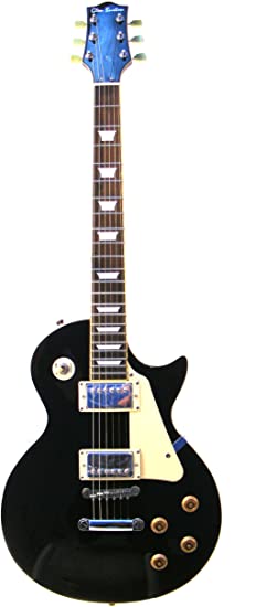 Glen Burton GE320-BKT Classic LP Style Electric Guitar, Black with Tan Pick Guard