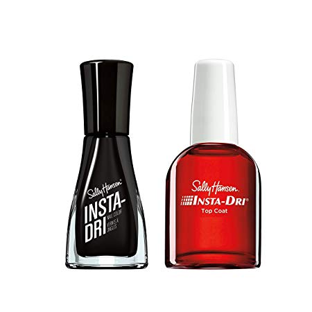 Sally Hansen Insta Dri Black and Insta Dri Top Coat Nail Polish Kit, .3 Oz, Variety Pack