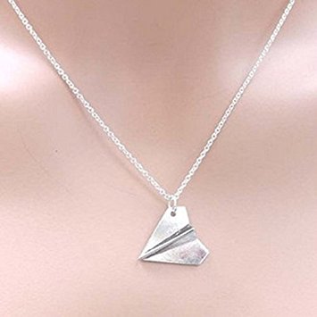 Hot Chic Paper Airplane Silver Fashion Unisex Necklace