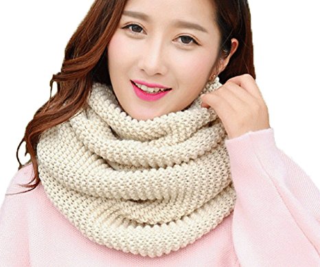 SIHE Thick Ribbed Knit Winter Infinity Scarf Men and Women Warm Loop Scarf