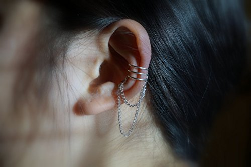 88)Triple Lines With Double Chain Ear Cuff