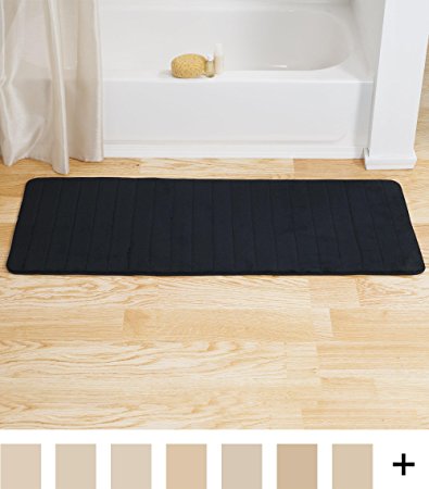 Lavish Home Memory Foam Striped Extra Long Bath Mat, 24 by 60", Black