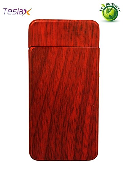 TeslaX Electric Dual Arc Marble and Wood Grain Tesla USB Rechargeable Cigarette Camping Hiking Flameless Windproof Eco-Friendly Souvenir Lighter (Dragon)