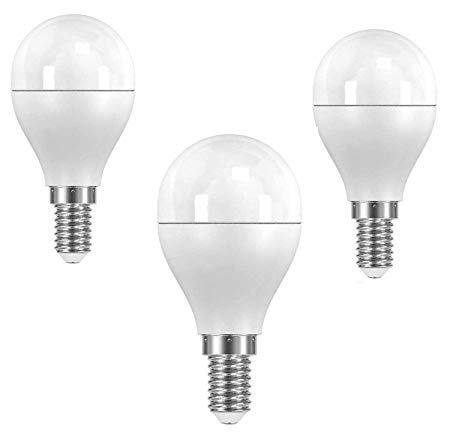 PowerSave Pack of 3 ~ Quality 4.6w LED Small Screw Cap (E14 SES) Golf Ball ~ 2700k Warm White ~ Energy Saving Light Bulb ~ A  Rated ~ SMD ~ 25w-40w Replacement ~ 250 Lumen (3 Pack Bulbs)