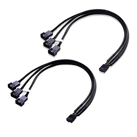 Cable Matters 2 Pack 4 Pin PWM 3 Computer Case Fan Splitter Cable – 12 Inches
