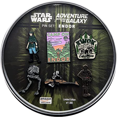 STAR WARS Camp on Endor Metal-based and Enamel 6 Lapel Pin Set Comes in an Officially Licensed Box with Back Support. (Amazon Exclusive) Color: Multicolor