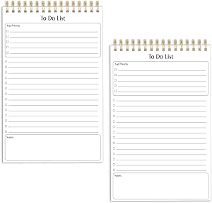 Better Office Products To Do List Mini Notepads, 5.5" x 8.5", Planning Note Pads, 50 Sheets Per Pad, Double Wire Spiral, Daily Agenda Productivity Checklist Organizer (2 Pack)
