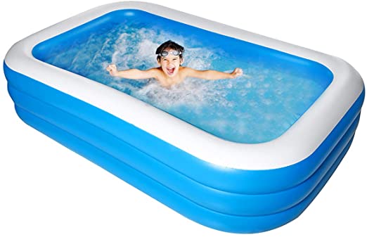 JINGOU Family Inflatable Swimming Pool, 120" X 72" X 23" Full-Sized Inflatable Lounge Pool for Baby, Kiddie, Kids, Adult, Infant, Toddlers for Ages 3 , Garden, Backyard, Outdoor, Summer Water Party
