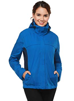 MIERSPORTS Women's Lightweight Rain Jacket Front-Zip Waterproof Raincoat with Removable Hood, Windbreaker for Hiking