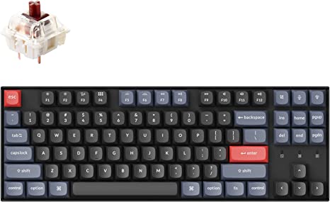 Keychron K8 Pro Wireless Custom Mechanical Keyboard, QMK/VIA Programmable Bluetooth/Wired RGB Backlight Tenkeyless with Hot-swappable Gateron G Pro Brown Switch Compatible with Mac Windows Linux