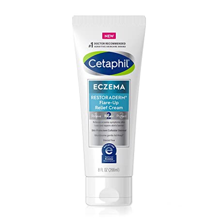 CETAPHIL ECZEMA RESTORADERM FLARE-UP RELIEF CREAM, For Eczema Prone Skin, 8 oz, Barrier Repair, 48 Hour Hydration, 2% Skin Protectant Colloidal Oatmeal, Steroid Free, Doctor Recommended Brand