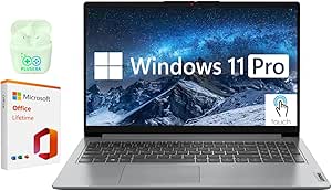 Lenovo 15.6" FHD IdeaPad Business & Student Laptop Computer, Windows 11 Pro Laptop with Microsoft Office Lifetime License, Plusera Earphones (Intel Core i3 | Touchscreen, 40GB RAM | 1TB SSD)