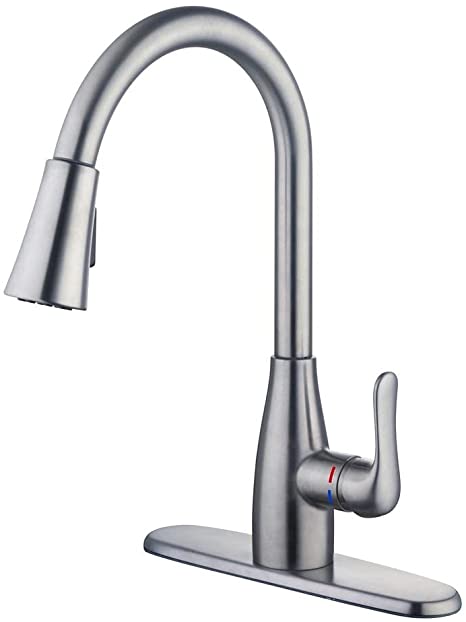 Glacier Bay McKenna Kitchen Faucet with Single Handle Pull-Down Sprayer (Stainless Steel)