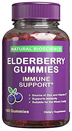 Sambucus Elderberry Gummies Family Size, 180 Gummies, for Children & Adults, with Vitamin C, Zinc & Black Elderberry Extract, Natural Herbal Supplement with Plant Pectin, Immune Support, Great Taste