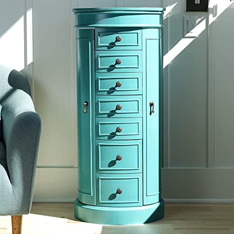 MISC and Honey Turquoise Jewelry Armoire Blue Wood