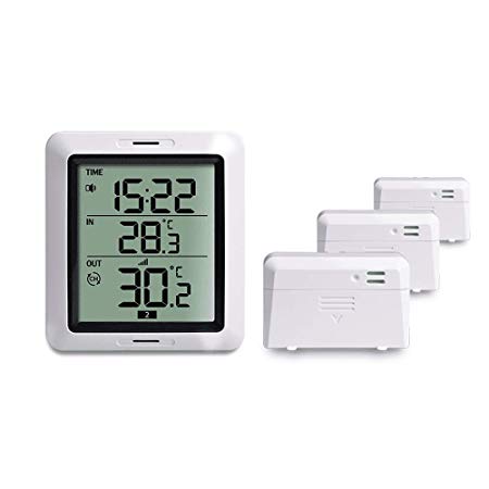 ECOWITT WH0281A Wireless Indoor Outdoor Thermometer Digital Temperature Monitor with 3 Remote Sensors