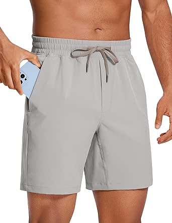 CRZ YOGA Men's Linerless Workout Shorts - 7'' Quick Dry Running Sports Athletic Gym Shorts with Pockets