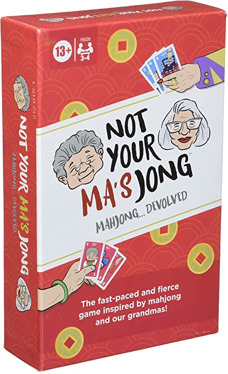 Hasbro Gaming Not Your Ma's Jong, A Fast-Paced Card Game for 3-4 Players Inspired by Mahjong and 2 Grandmas, Family Game, Fun Party Game for Ages 13