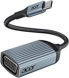 acer USB C to VGA Adapter, USB to VGA Adapter for Monitor Compatible with iPhone 15 Pro/Max, MacBook Pro/Air 2023, iPad Pro/Air, iMac, S23, XPS 17, Surface Book 3 and More (Grey)