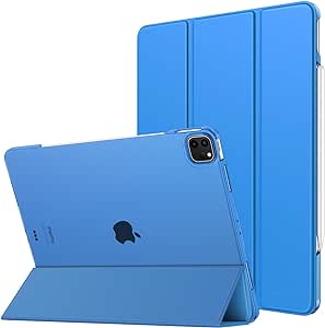 MoKo for iPad Air 13 Inch Case 2024/ iPad Pro 12.9 Case (6th/5th Gen 2022/2021), Slim Smart Shell Translucent Frosted Hard PC Back Cover, Support Touch ID & Pencil Pro/2nd/USB-C, Blue Wave