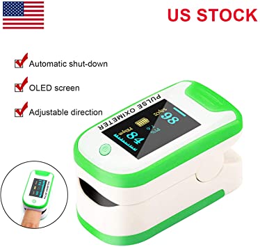 Pulse Oximeter, Fingertip Oximeter Blood Oxygen Saturation Monitor for Pulse Rate, Heart Rate Monitor and SpO2 Levels(Green)