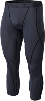 Tesla/TSLA Men's Compression Pants 3/4 Capri Shorts Baselayer Cool Dry Sports Tights