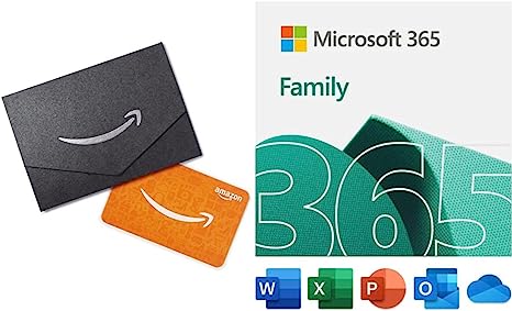 Microsoft 365 Family (Office)   $20 Amazon Gift Card | 3 Months Free, Plus 12-Month Auto-Renewal | Up to 6 People | Word, Excel, PowerPoint | PC/MAC Instant Download | Activation Required