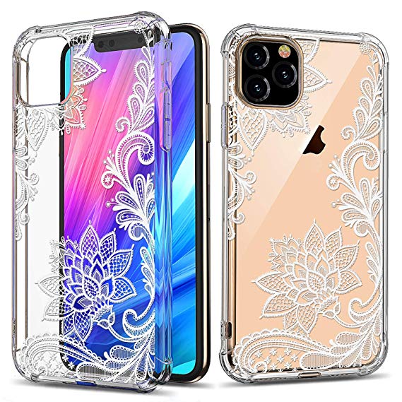 Floral Clear iPhone 11 Case for Women/Girls,GREATRULY Pretty Phone Case for iPhone 11 6.1 Inch (2019 Release),Flower Design Slim Soft Drop Proof TPU Bumper Cushion Silicone Cover Shell,FL-S