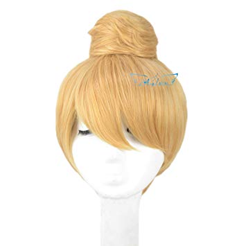 Angelaicos Women's Prestyled Buns Party Anime Cosplay Costume Wig Short Blonde