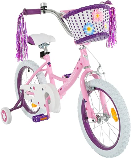 Vilano Girls 16 Inch Bike with Training Wheels and Basket