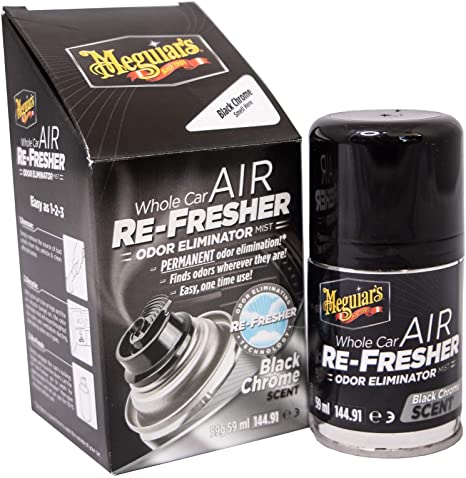 Meguiar's Whole Car Air Re-Fresher Odor Eliminator Mist Black Chrome Scent Air Bomb 59ml