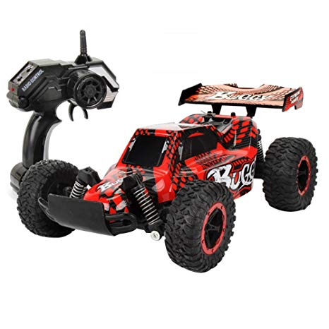 ALLCACA Electric RC Cars - 2.4Ghz Off-Road Rock Crawler 1/16 Scale High Speed Remote Control Truck Kids (Red)