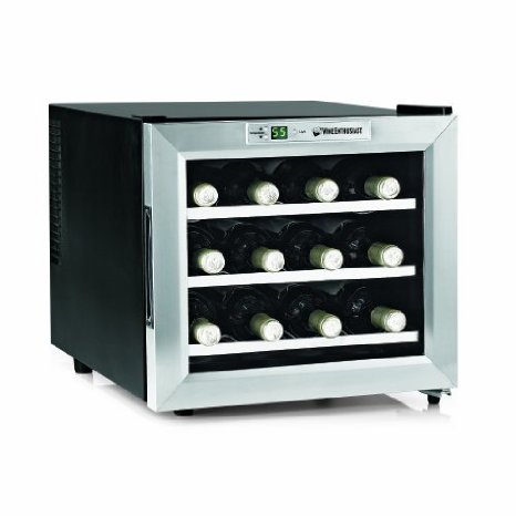 Wine Enthusiast Silent 12 Bottle Wine Refrigerator Stainless Steel