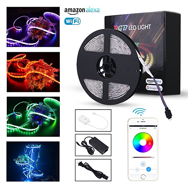 LED Light Strip, VIFLYKOO IP65 Waterproof 32.8ft Extendable Length Smart Wifi app-controlled RGB Led Light Rope, Works with Amazon Alexa(Echo, Echo dot),Google home, iOS, Android System