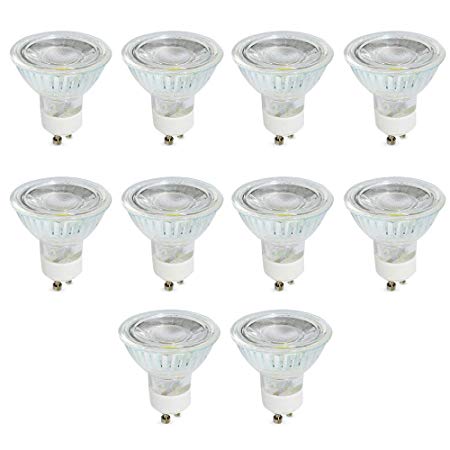 MR16 GU10 LED Bulb, Dimmable COB Light 5 Watt 400 Lumen, 120 Degree Beam Angle, 40W Halogen Bulbs Equivalent, Warm White 3000K, LED Light Bulbs for Spotlight, Recessed Lighting, Track Lighting, 10Pack