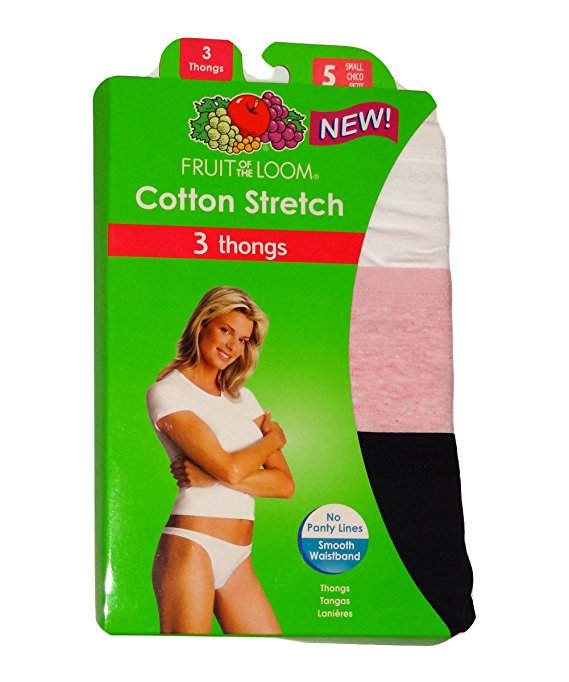 Fruit of the Loom Women's 3-Pack Cotton Stretch Thongs DCTH001