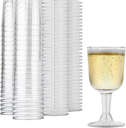 Stock Your Home 5 oz Clear Plastic Wine Glass (40 Pack) - BPA Free & Recyclable - Shatterproof Wine Goblet - Disposable & Reusable Cups for Champagne, Dessert, Food Samples, Catering, Weddings