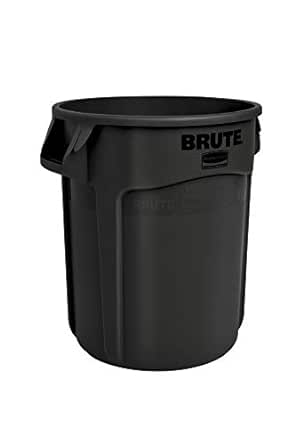 Rubbermaid Commercial Products BRUTE Heavy-Duty Round Trash/Garbage Can, 10-Gallon, Black, Waste Container for Home/Garage/Bathroom/Outdoor/Driveway