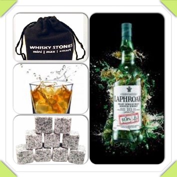 Whisky Stones, 9Pcs Set Velvet Bag Whiskey Rock Beer Stones Wine Cube Body and Base TM®