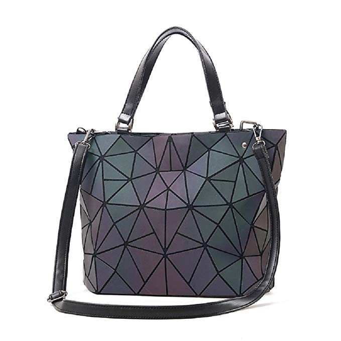 Women Geometric Luminous Backpack Handbag Fashion Shoulder Bag Lingge Flash Travel Rucksack NO.4